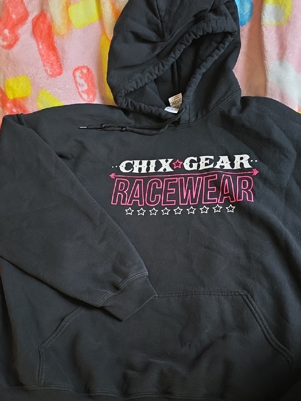 Chix Gear  Black Hoodie with White and Pink Logo